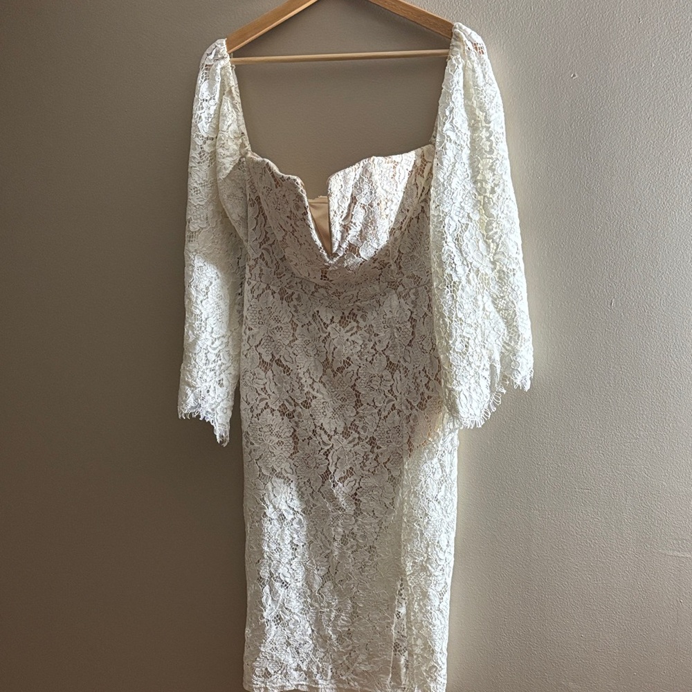 Elegant Lace Off-Shoulder Dress in Cream